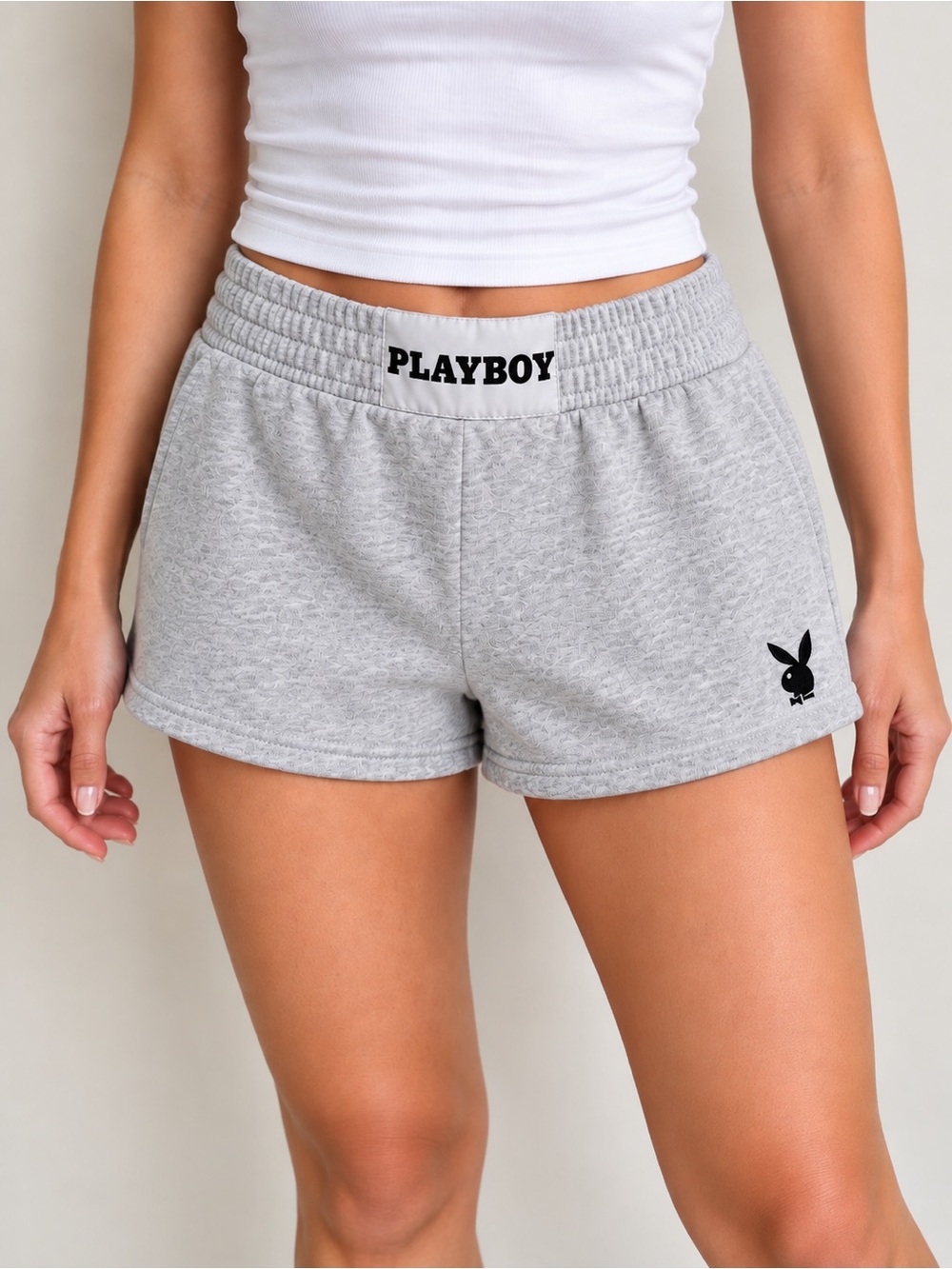 PLAYBOY x PACSUN HEATH GRAY FLEECE SHORTS Size S